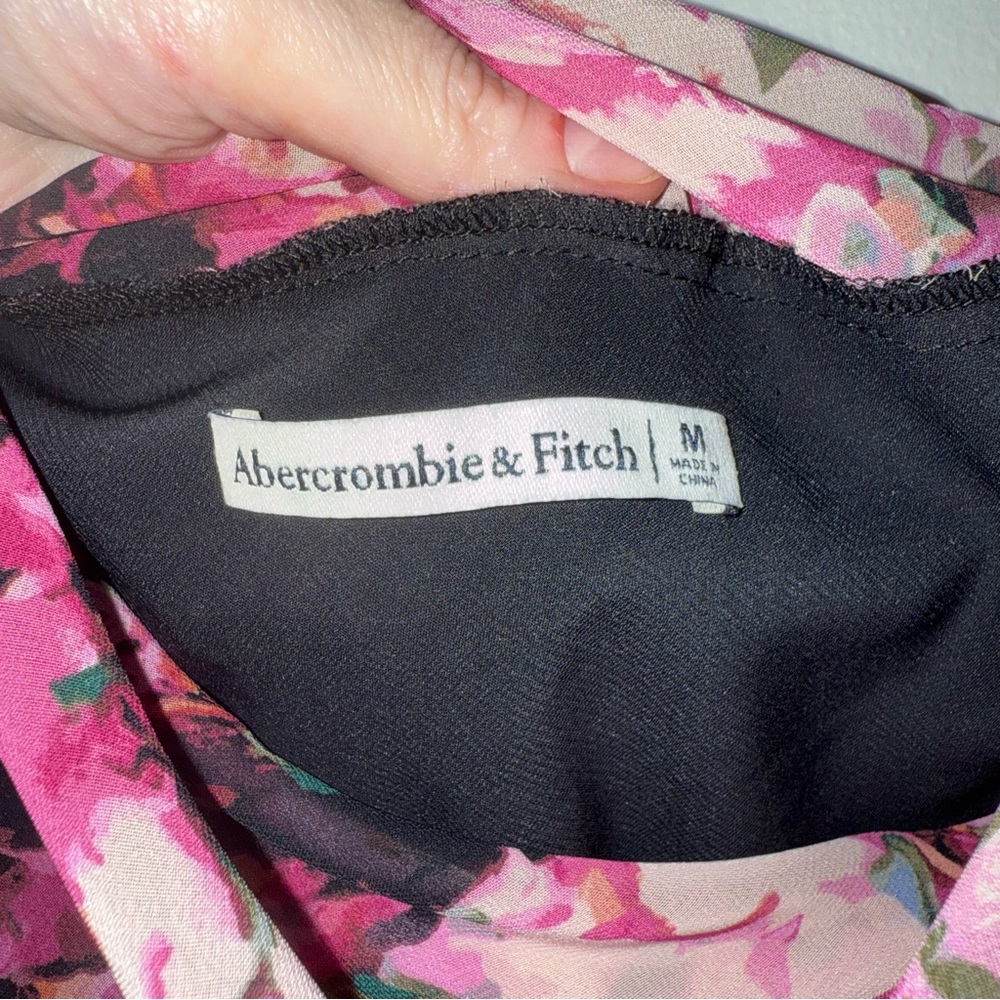 Abercrombie & Fitch Pink and Black Floral Mini Dress Size Medium - Picture 5 of 12